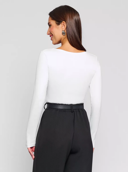 Body de manga larga con escote cuadrado